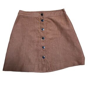 Divided Suede Botton Front Skirt